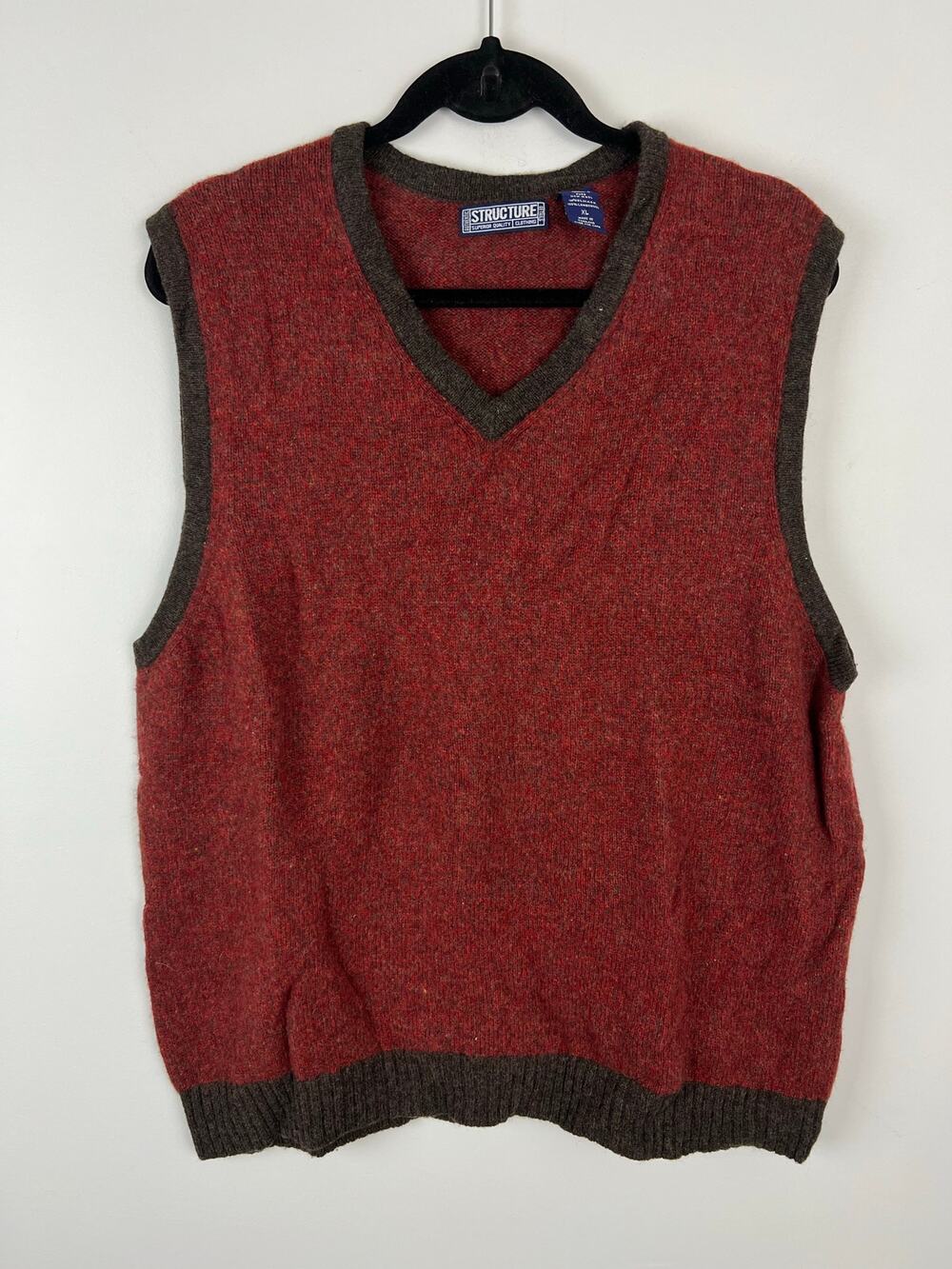Men's Vintage Structure 100% Lambswool Sweater Vest XL